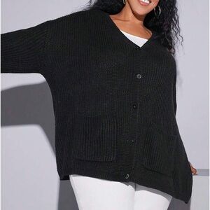 PLUS SIZE BLACK CARDIGAN